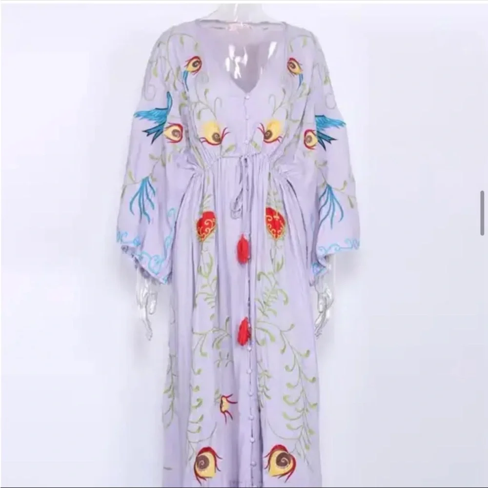 #99. ! 5 STAR Bohemian Kimono Embroidered Maxi Dress - Picture 8 of 10